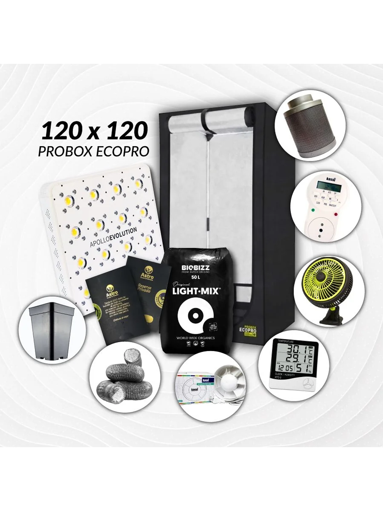 Kit Indoor Apollo Evolution Completo 120X120X200 - 480W 1