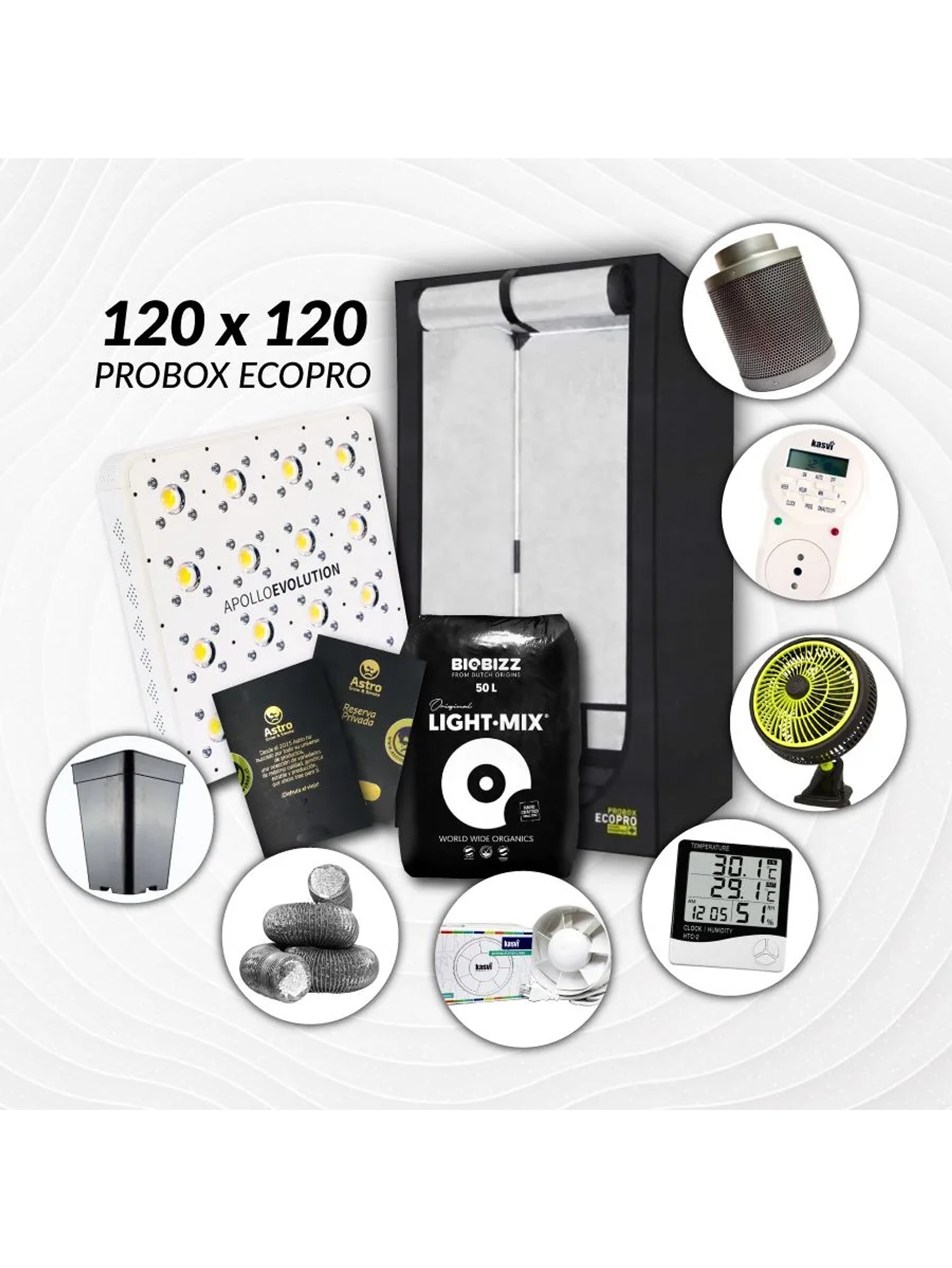 Kit Indoor Apollo Evolution Completo 120X120X200 - 480W 1