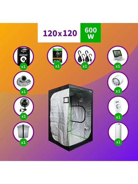 Kit Indoor Profesional Apollo Completo 120X120X200 - 480W 1