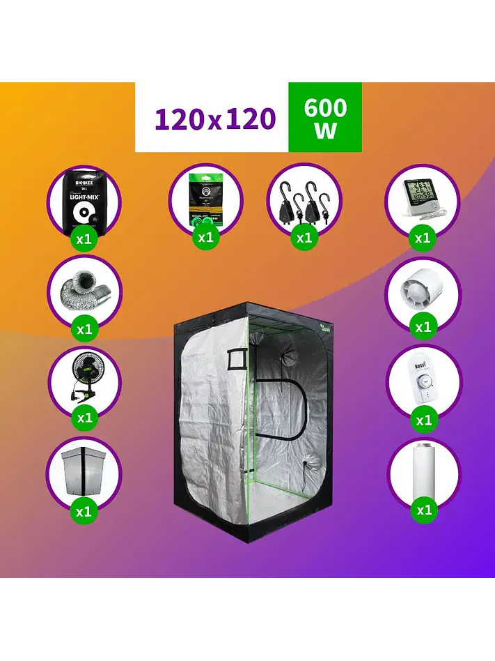 Kit Indoor Profesional Apollo Completo 120X120X200 - 480W 1