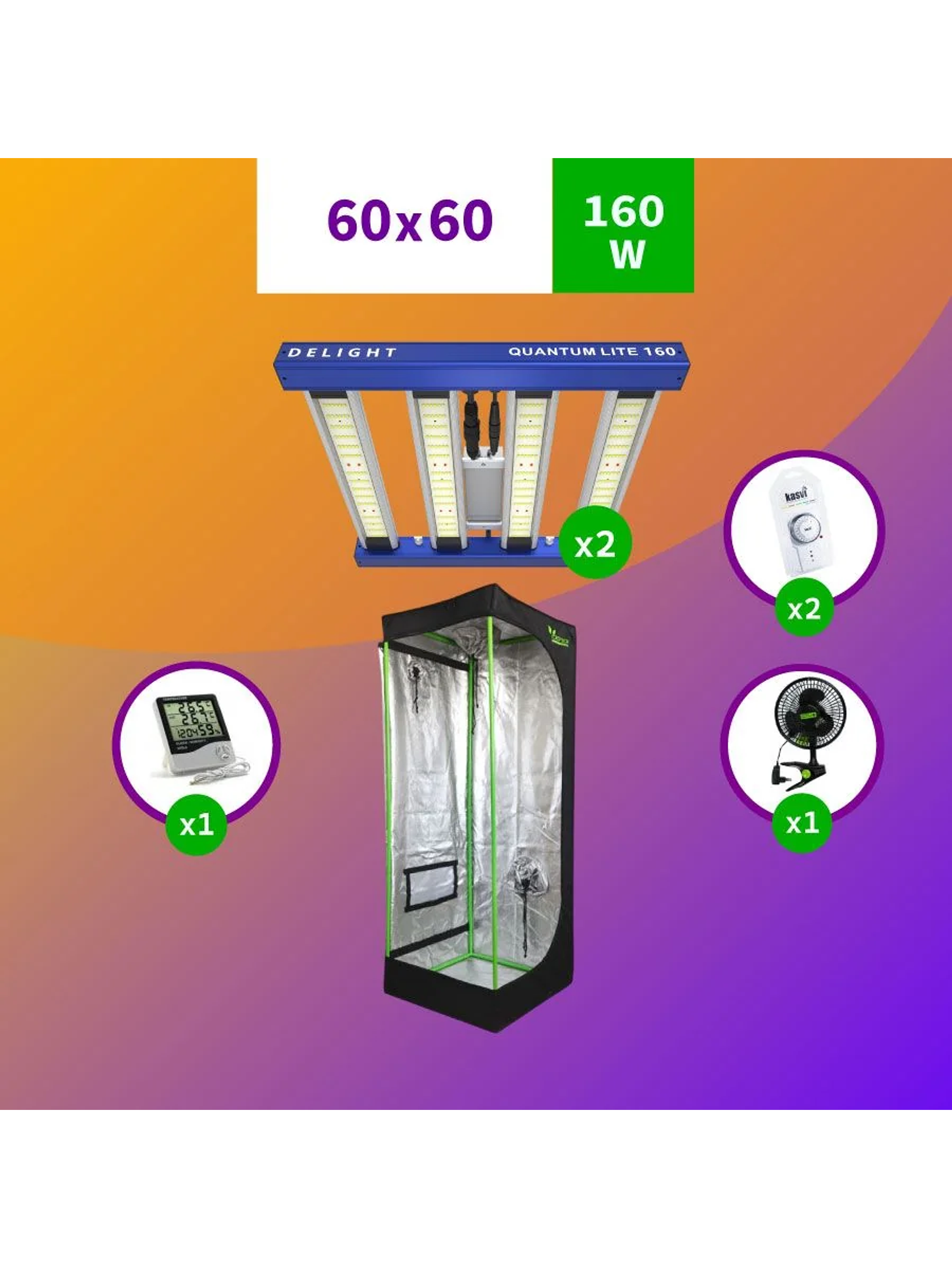 Kit Indoor Medio Apollo Evolution 60X60X160 - 120W 1