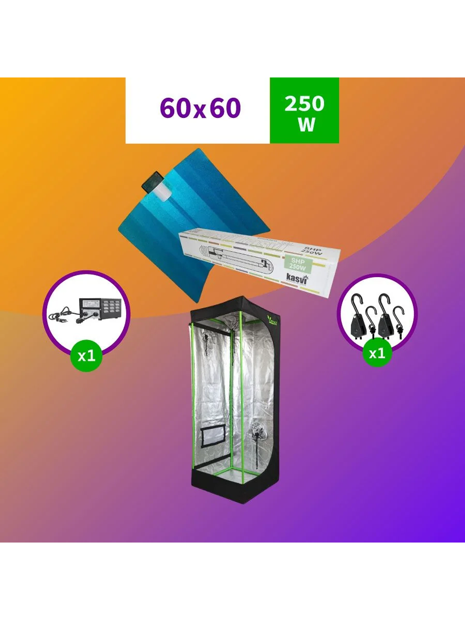 Kit Indoor Sodio Inicial 60X60X160 250W 1