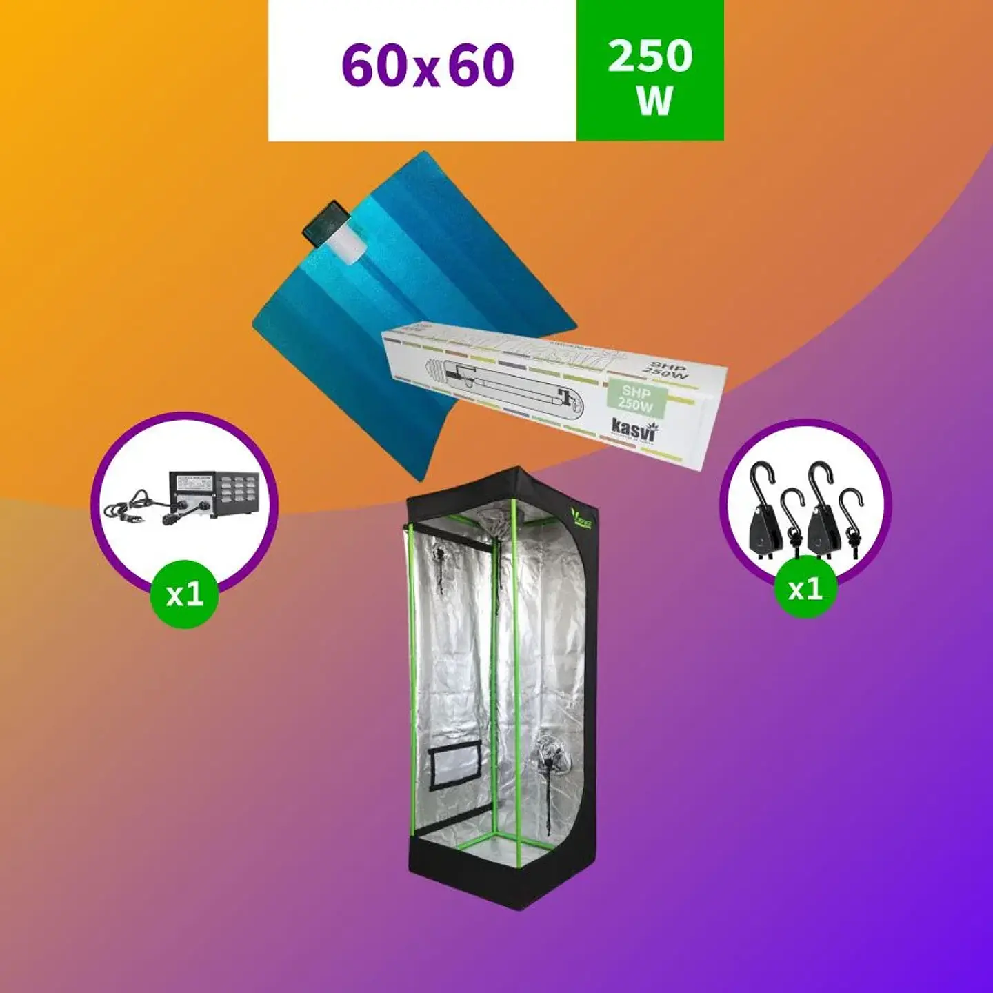 Kit Indoor Sodio Inicial 60X60X160 250W 1