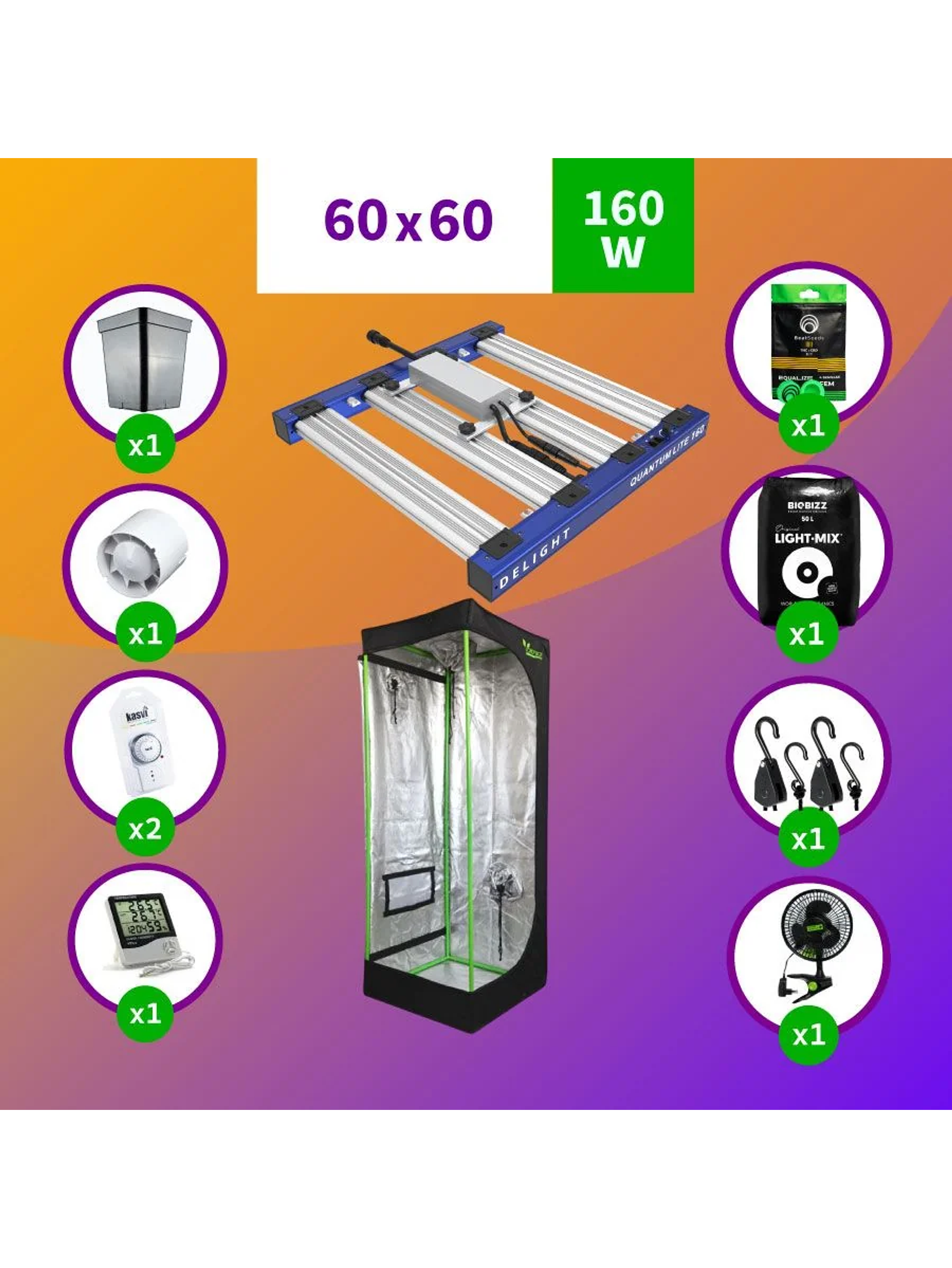 Pack Led Indoor 60X60 Apollo Evolution Pro 4 - 150W Full 1