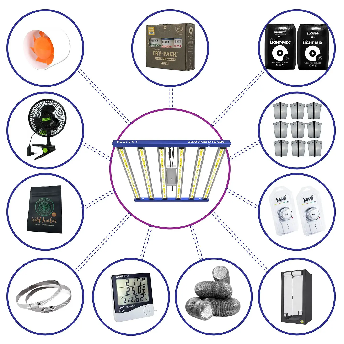 Kit Completo Quantum Lite Delight 120- 600W Fácil Armado 1