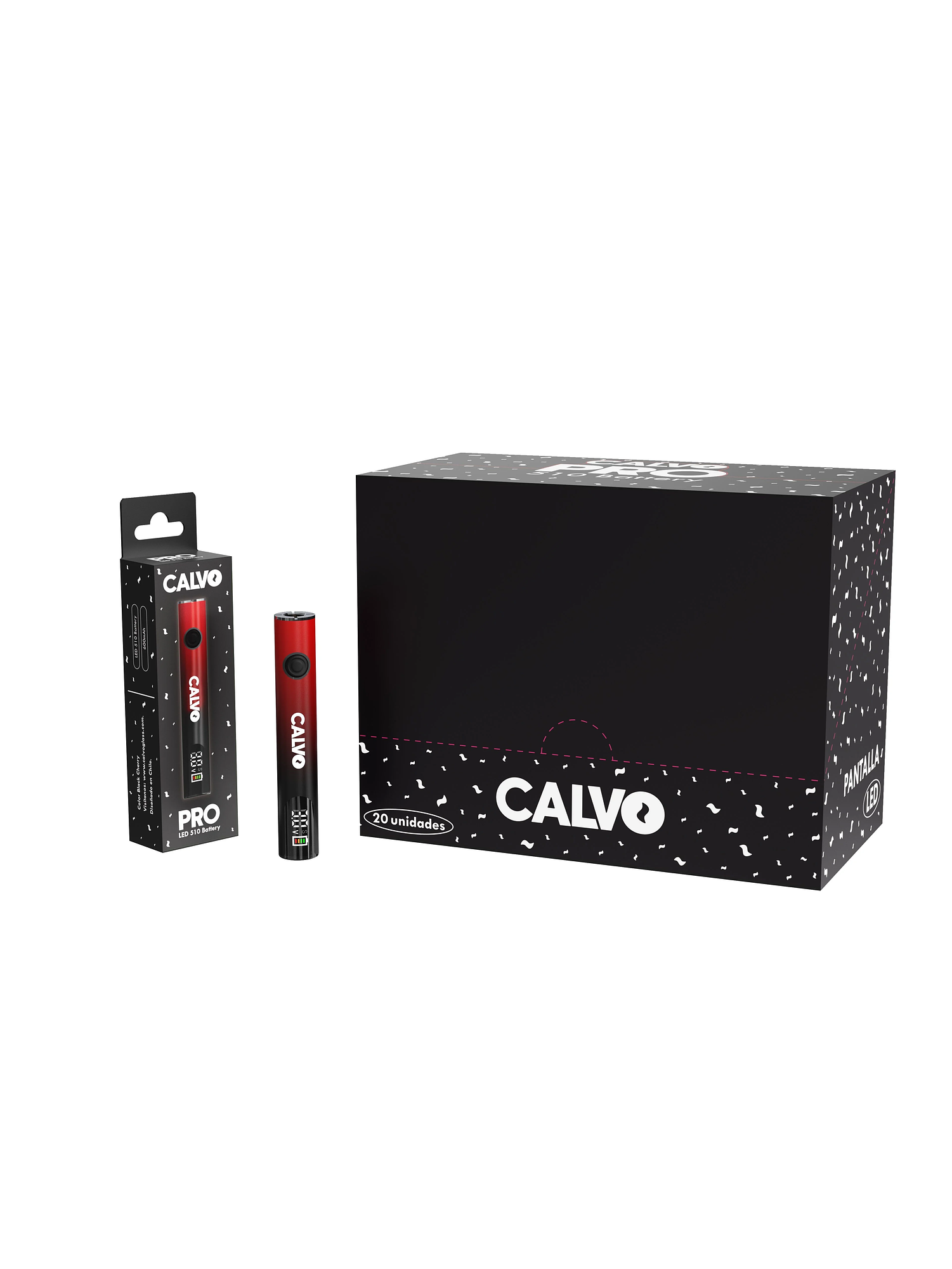 Bateria 510 Led 400Mah Red Black-Calvo Glass 1