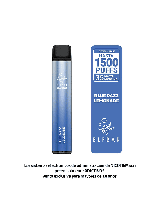 ELFBAR 1500 BLUE RAZZ LEMONADE - VAPE DESECHABLE 1500 PUFFS 1