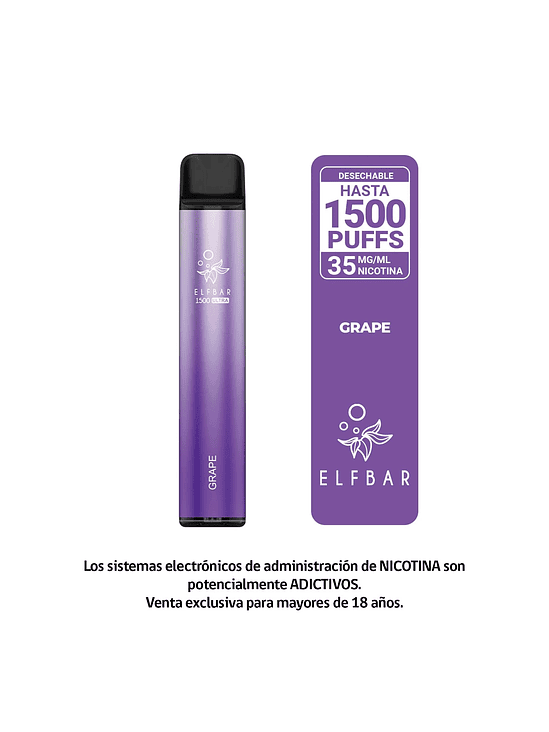 ELFBAR 1500 GRAPE - VAPE DESECHABLE 1500 PUFFS 1