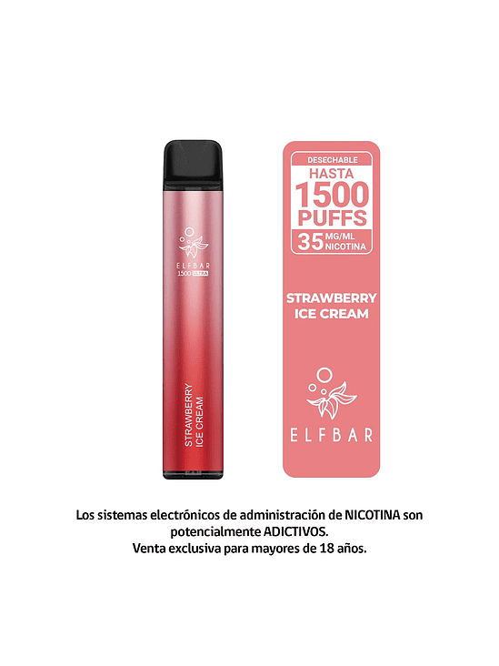 ELFBAR 1500 STRAWBERRY ICE CREAM  VAPE DESECHABLE 1500 PUFFS 1