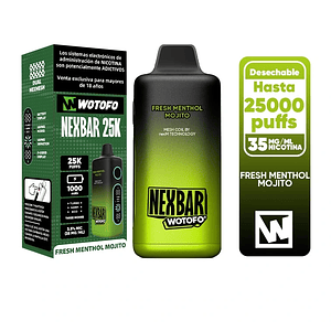Vaporizador Nexbar 25000 Fresh Menthol Mojito-Wotofo