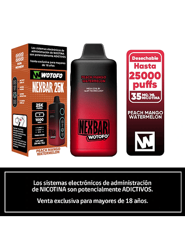 VAPORIZADOR NEXBAR 25000 PEACH MANGO WATERNELON-WOTOFO 1