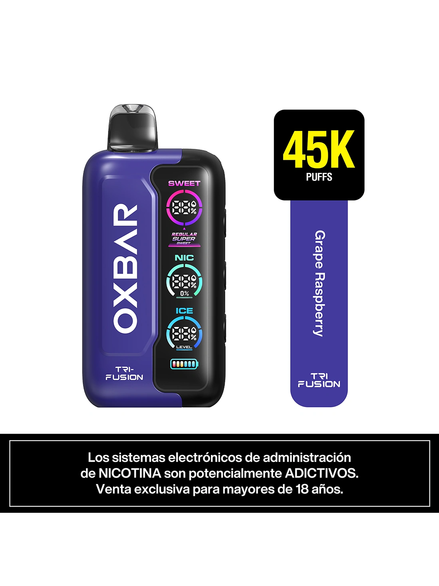 VAPORIZADOR TRIFUSION 45K GRAPE RASPBERRY-OXBAR 1