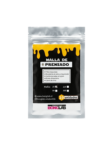 Mallas de Rosin 25/90/120/160 Micras-Bonglab 7