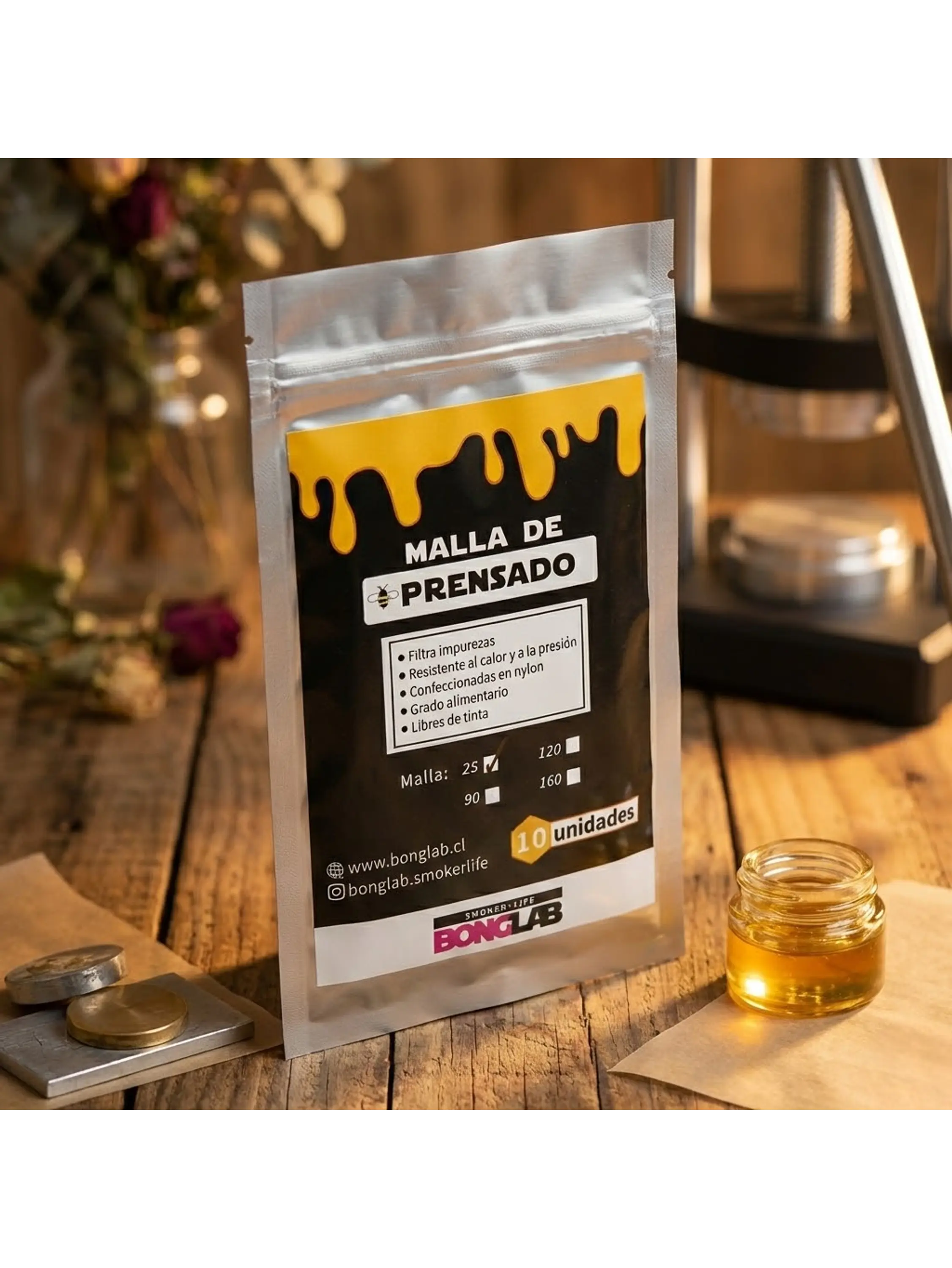 Mallas de Rosin 25/90/120/160 Micras-Bonglab 9