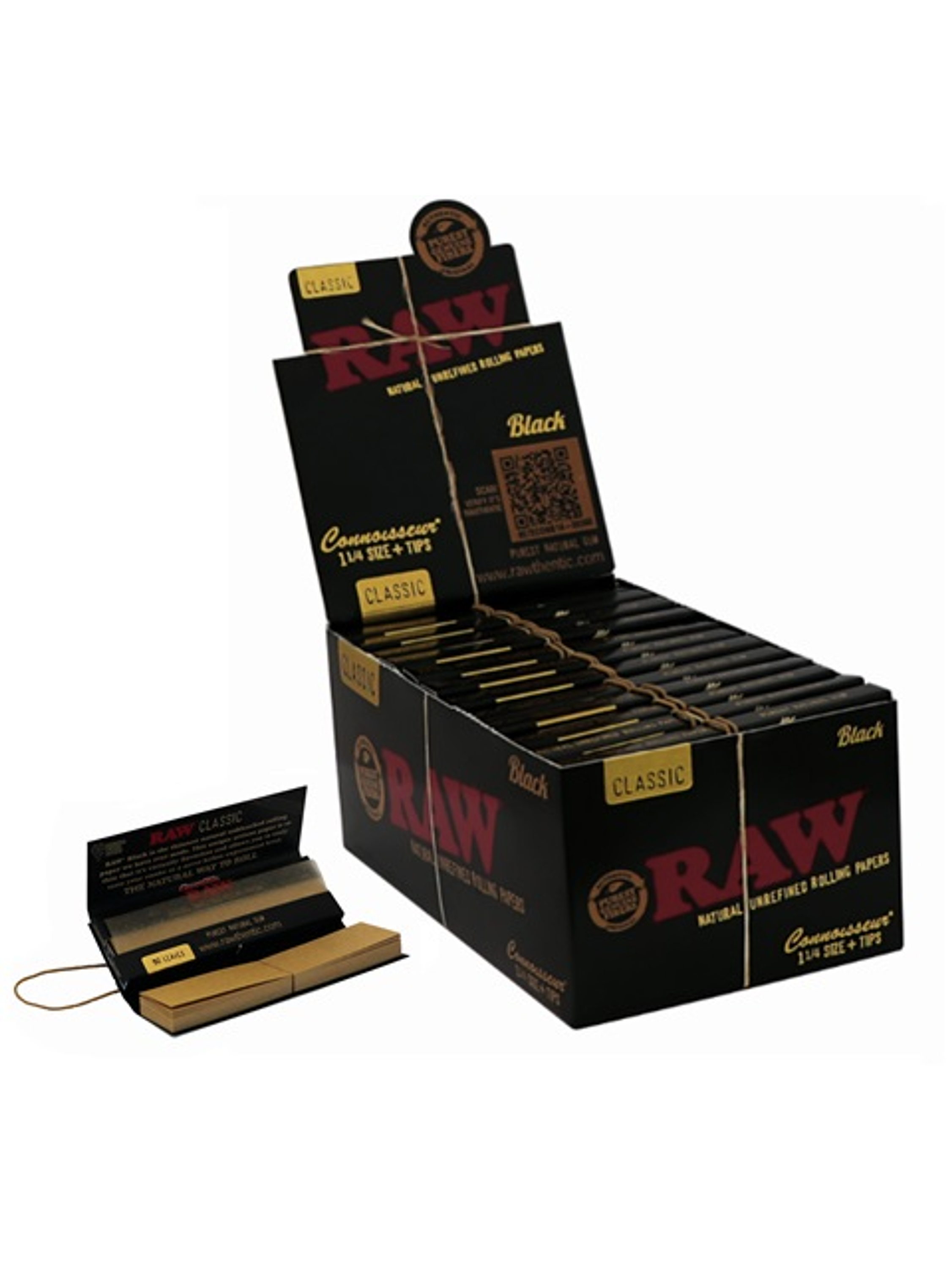 PAPELILLOS BLACK CONNOISSEUR CON TIPS 1 1/4 24U-RAW 2