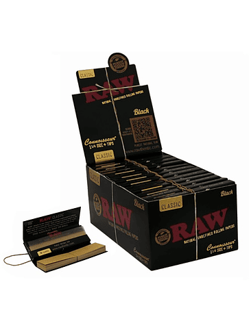 PAPELILLOS BLACK CONNOISSEUR CON TIPS 1 1/4 24U-RAW 2