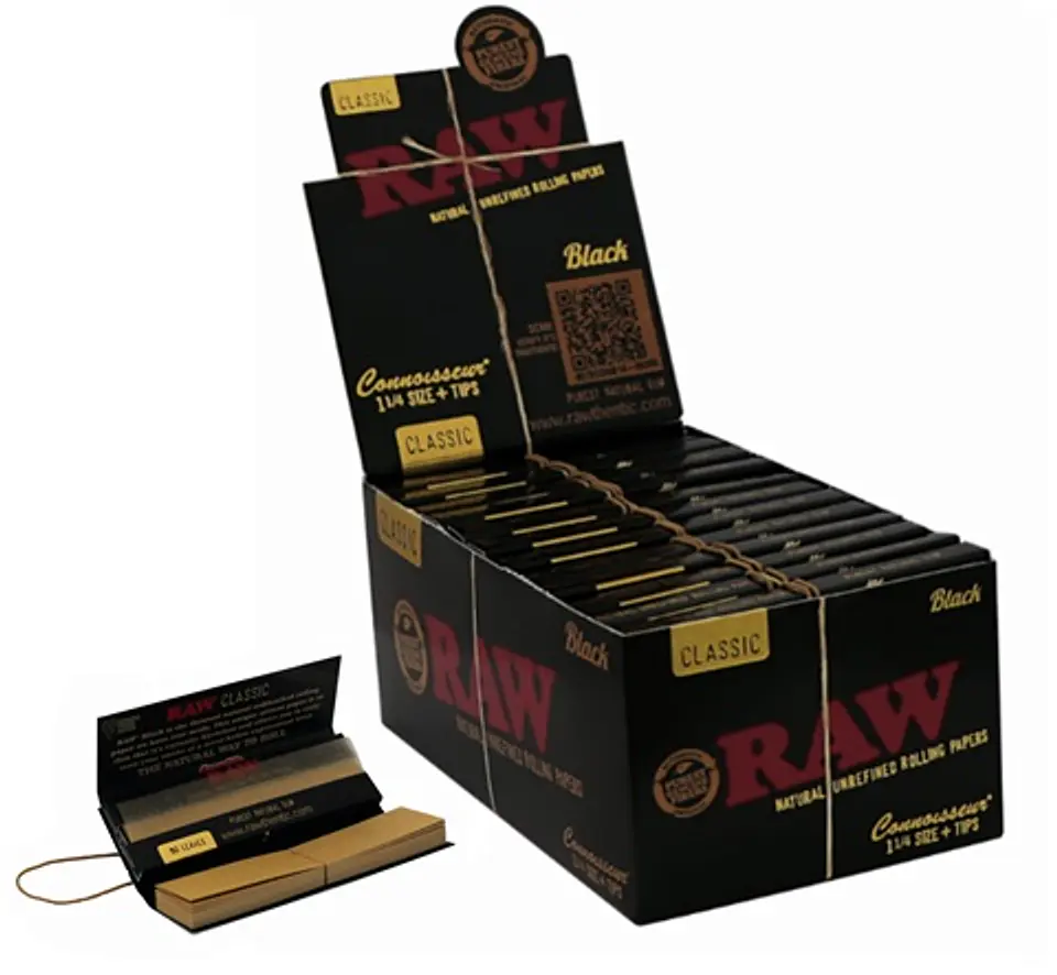 PAPELILLOS BLACK CONNOISSEUR CON TIPS 1 1/4 24U-RAW 2