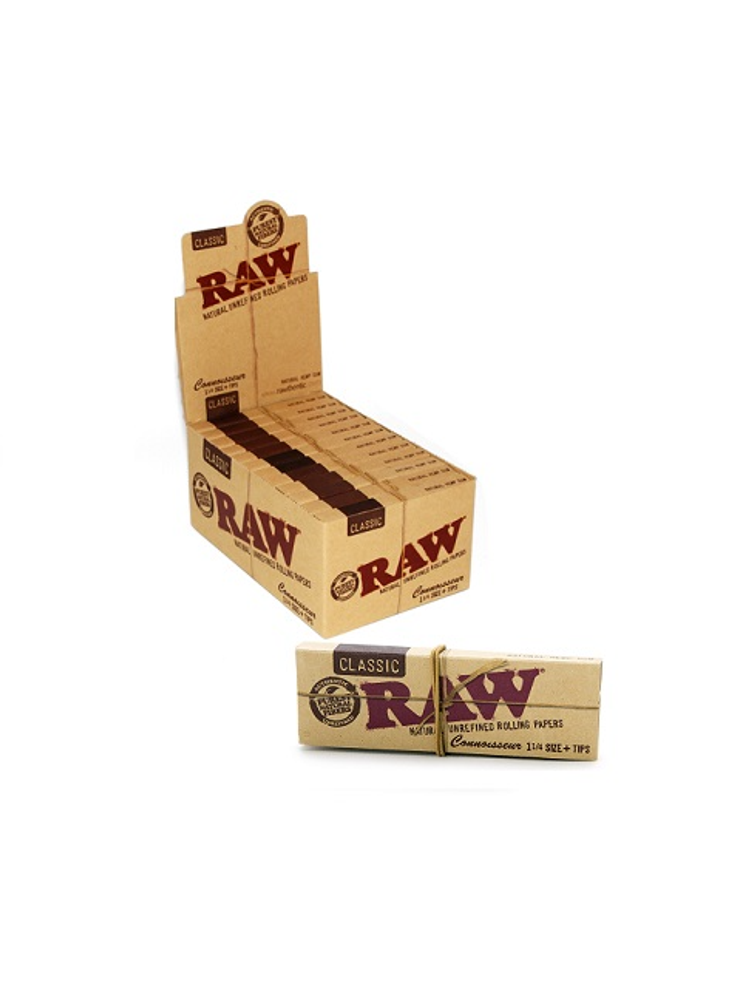 PAPELILLOS CONNOISSEUR + TIPS PREENROLADOS 1 1/4 24U-RAW 1