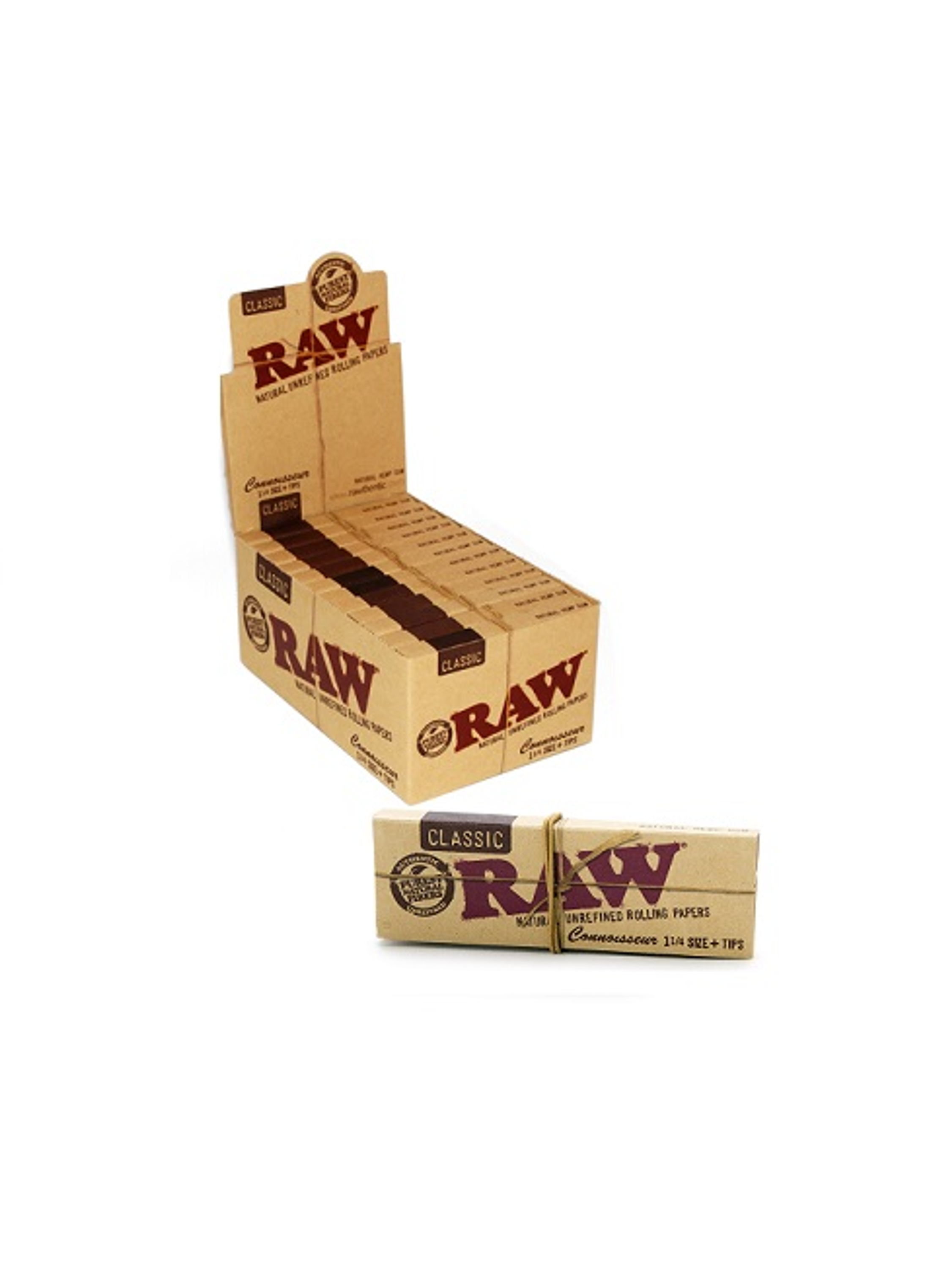 PAPELILLOS CONNOISSEUR + TIPS PREENROLADOS 1 1/4 24U-RAW 1