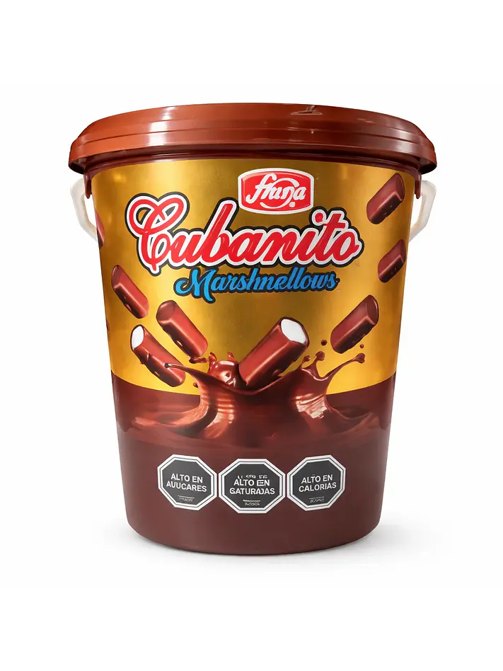 Balde Marshmellows bañados en Chocolate Cubanitos 1,2Kg- Fruna 1