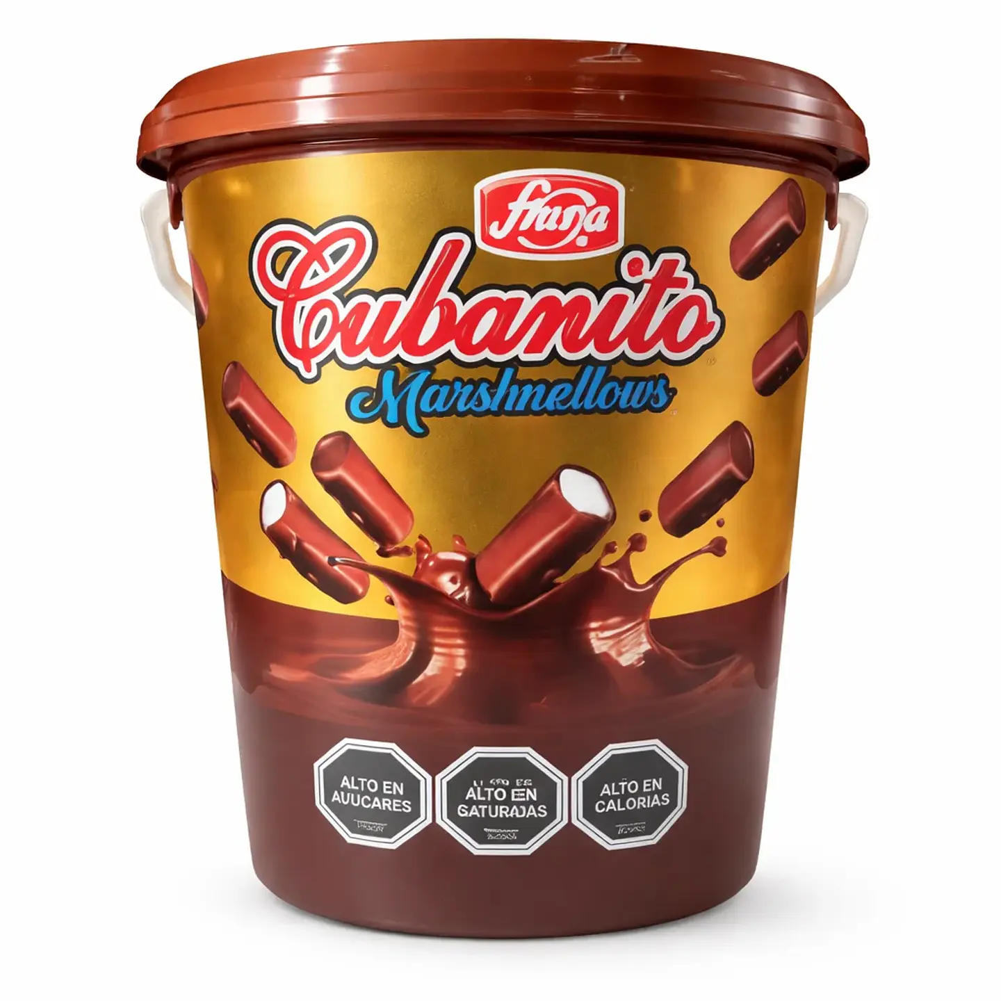 Balde Marshmellows bañados en Chocolate Cubanitos 1,2Kg- Fruna 1