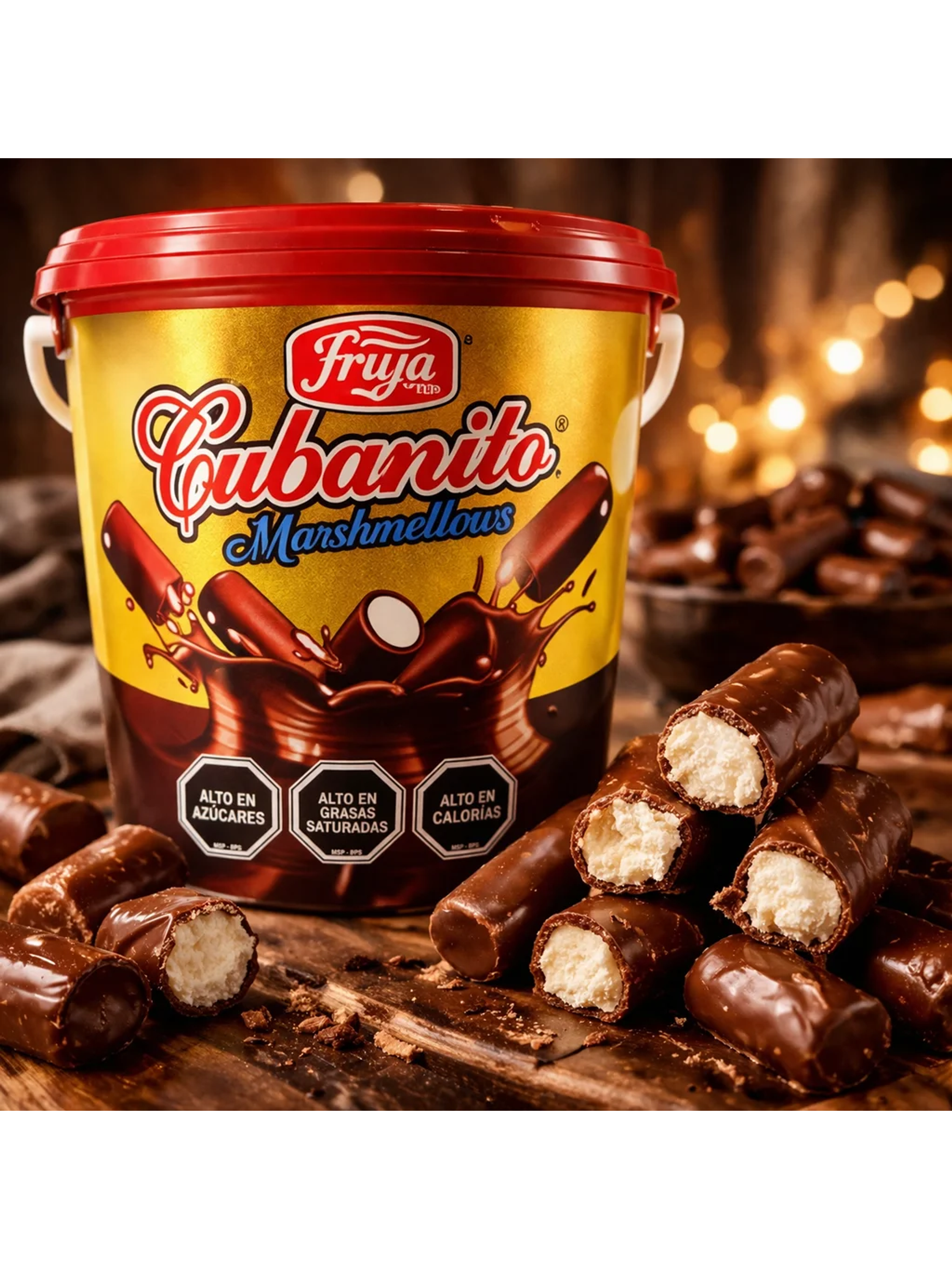 Balde Marshmellows bañados en Chocolate Cubanitos 1,2Kg- Fruna 2