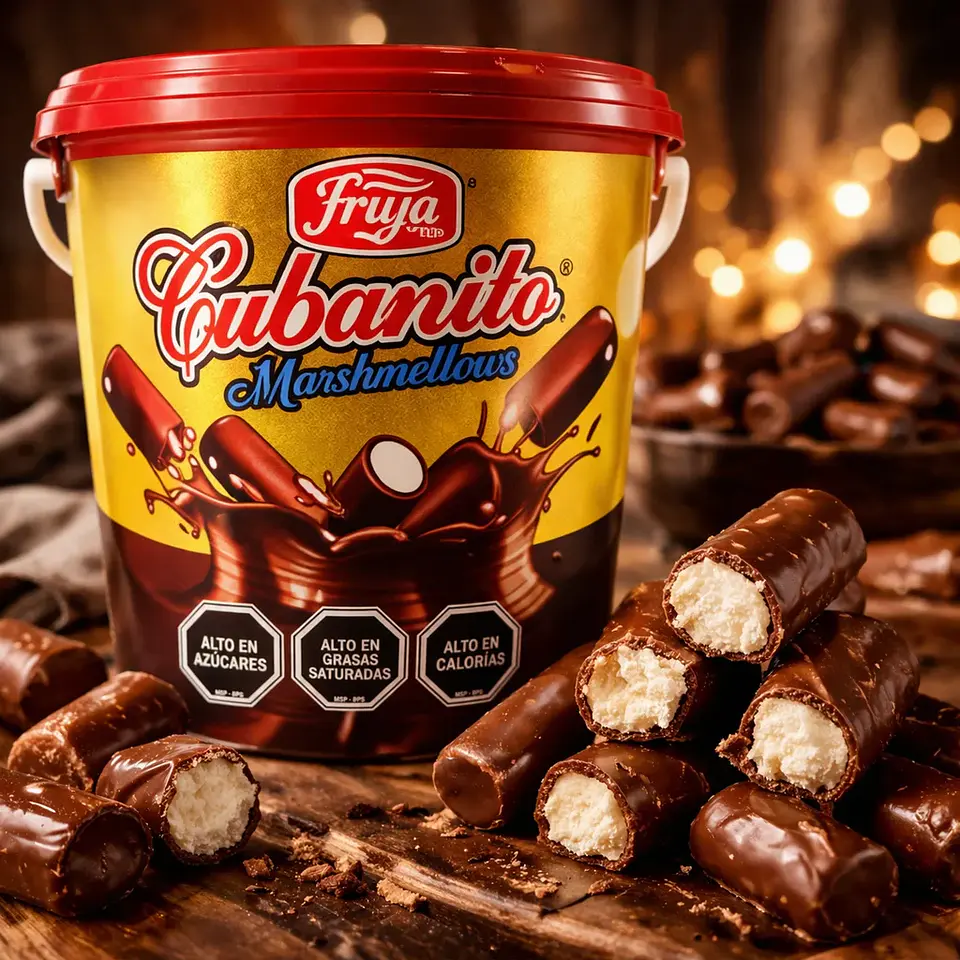 Balde Marshmellows bañados en Chocolate Cubanitos 1,2Kg- Fruna 2