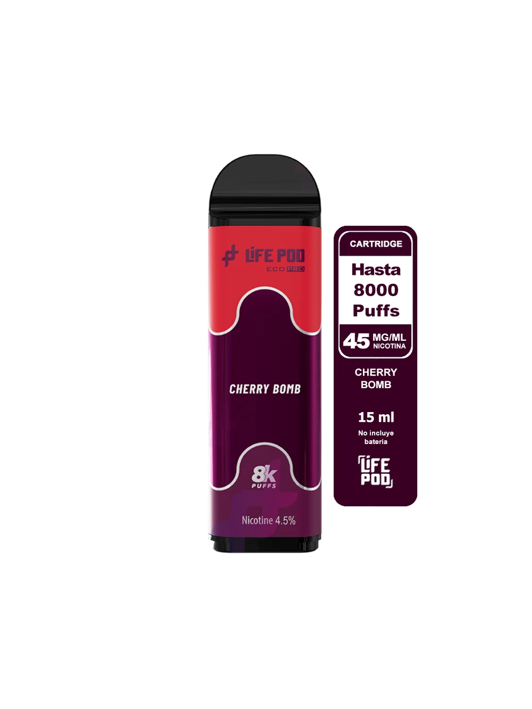 Recarga 8000 Puff Cherry Bomb 4.5%-Life Pod 1