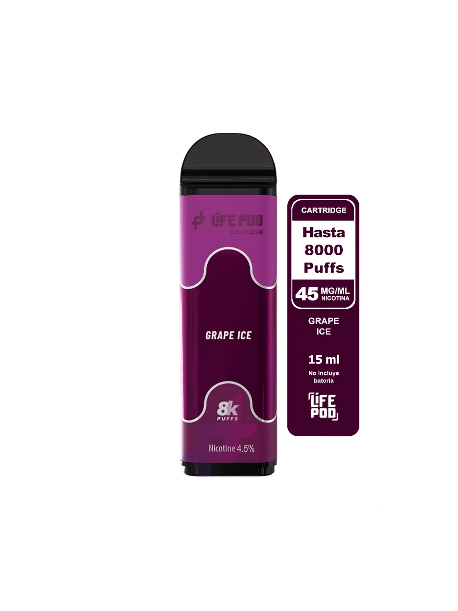 Recarga 8000 Puff Grape Ice 4.5%-Life Pod 1