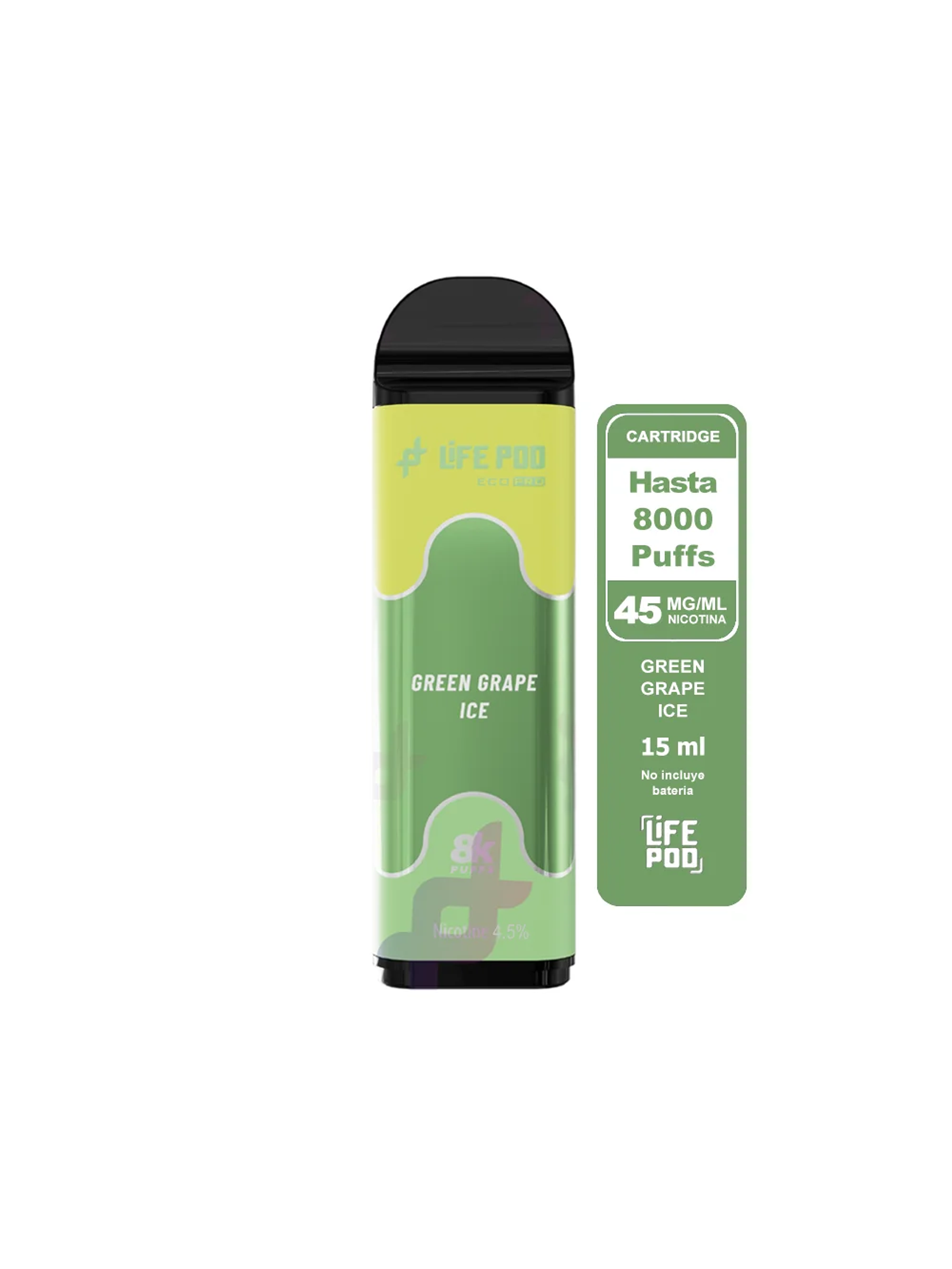 Recarga 8000 Puff Green Grape Ice 4.5%-Life Pod 1