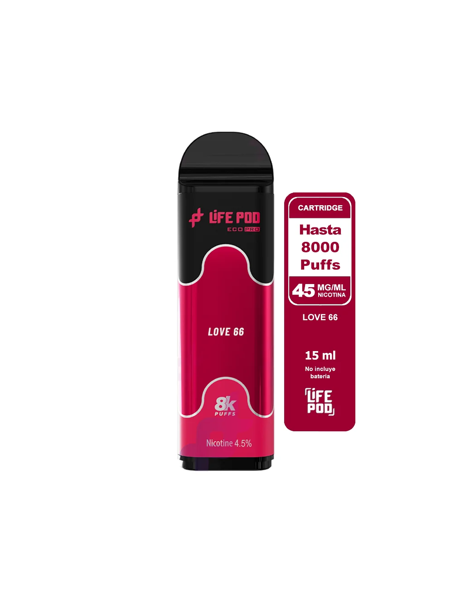 Recarga 8000 Puff Love 66 4.5%-Life Pod 1