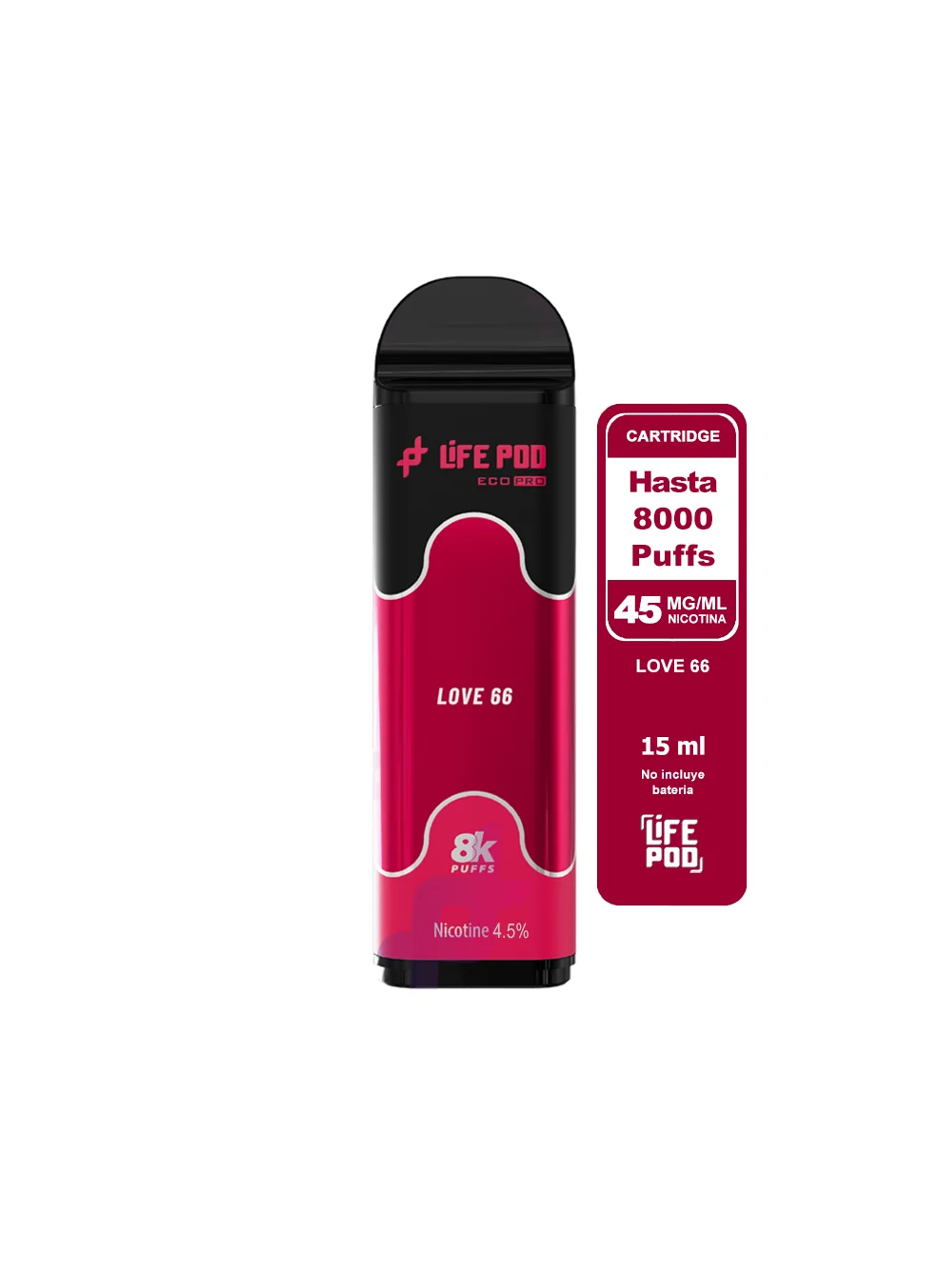 Recarga 8000 Puff Love 66 4.5%-Life Pod 1