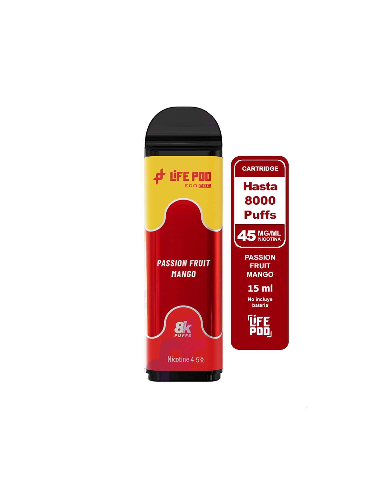 Recarga 8000 Puff Passion Fruit Mango 4.5%-Life Pod 1