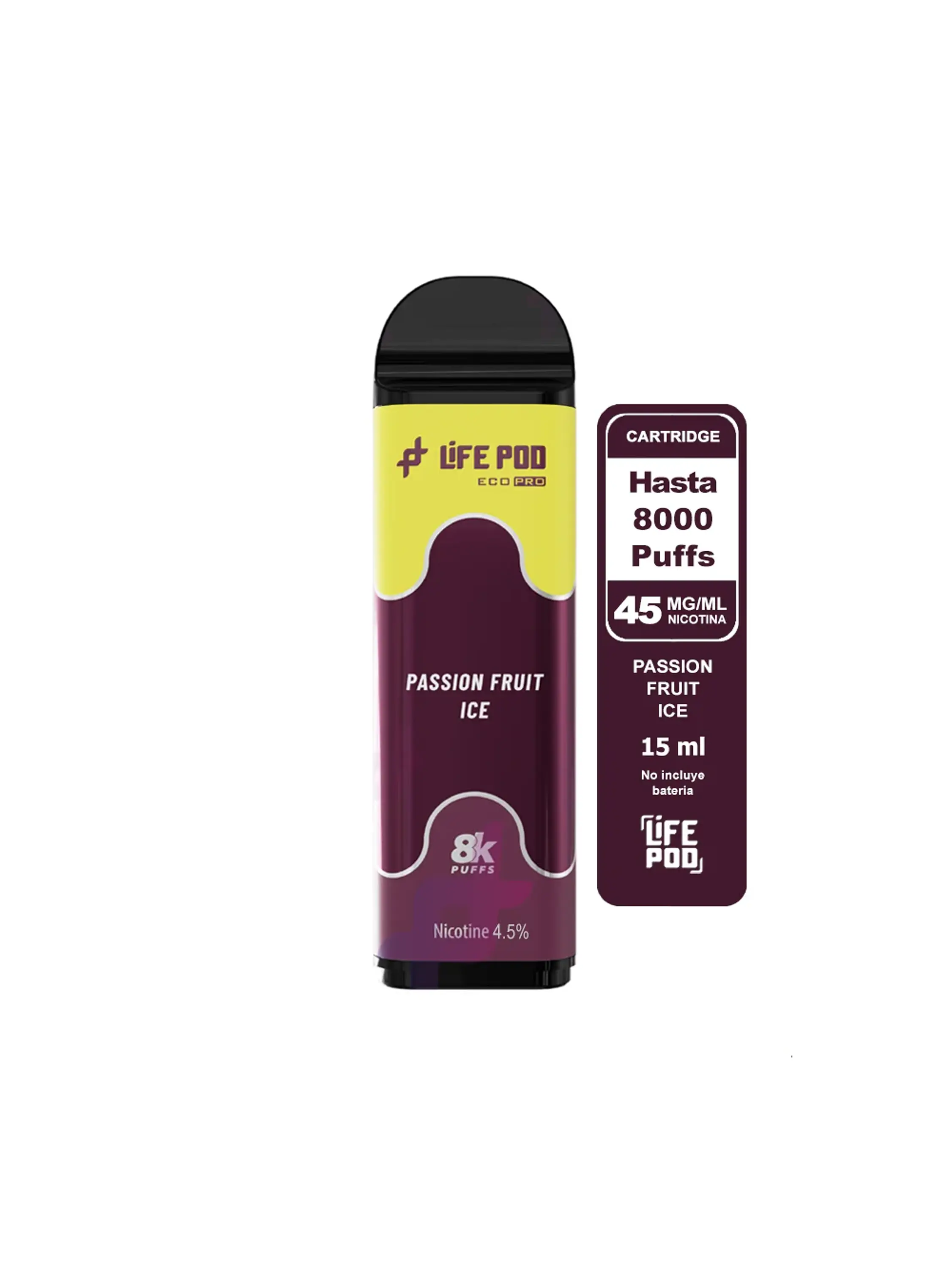 Passion Fruite Ice Eco Pro Cartrige 8000 Puff 4,5%/45Mg - Life Pod 1
