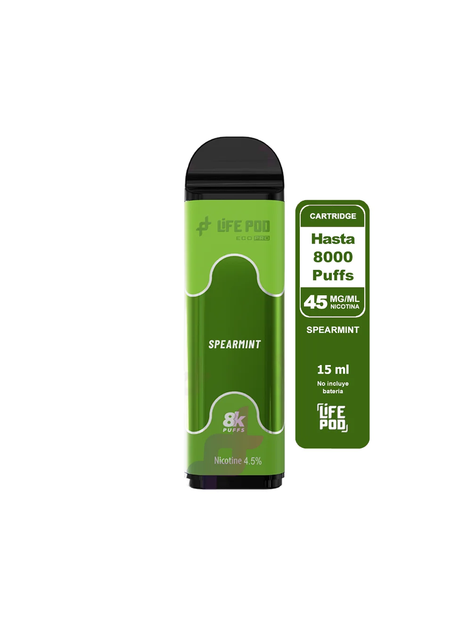 Recarga 8000 Puff Spearmint 4.5%-Life Pod 1