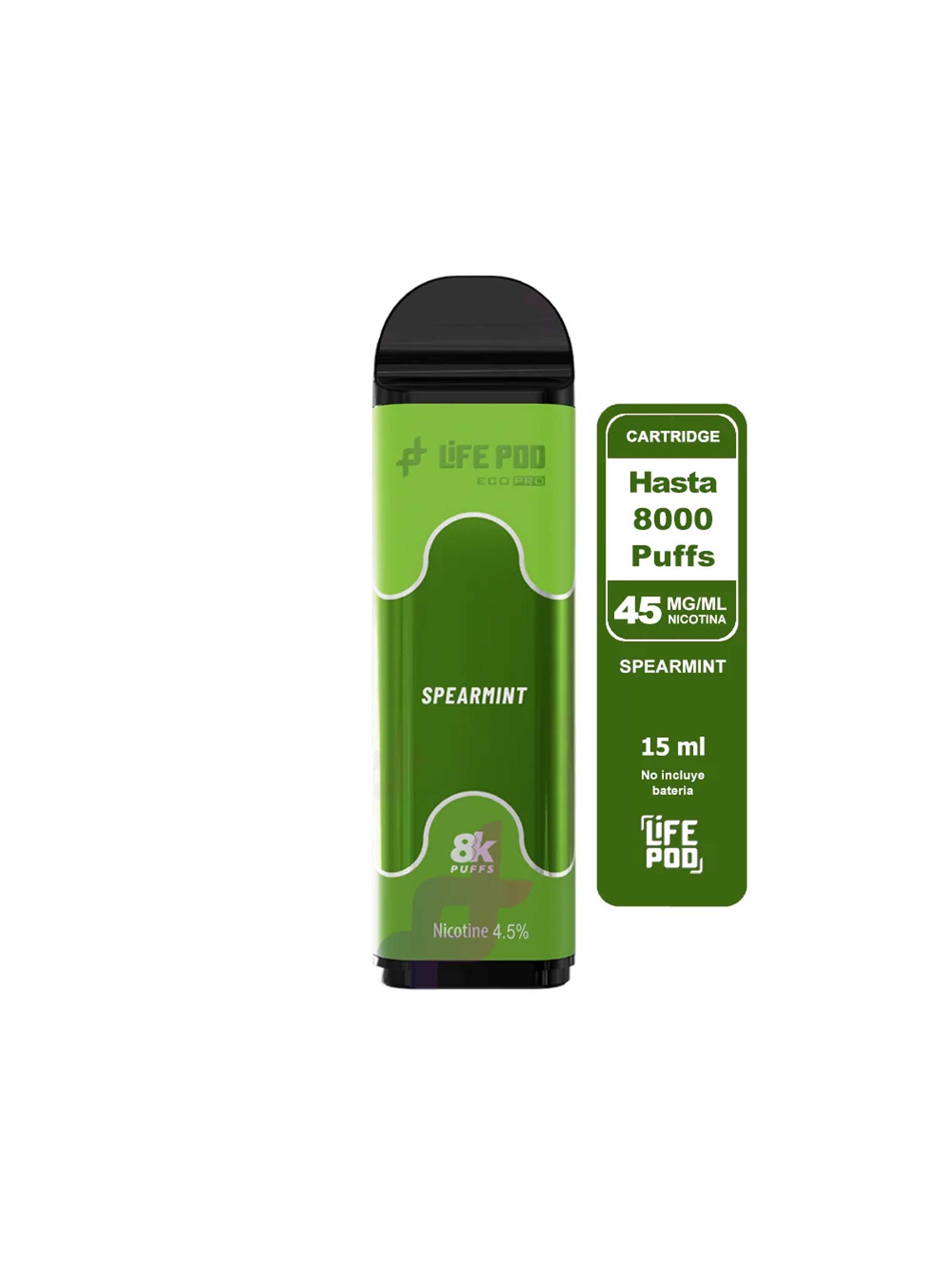 Recarga 8000 Puff Spearmint 4.5%-Life Pod 1