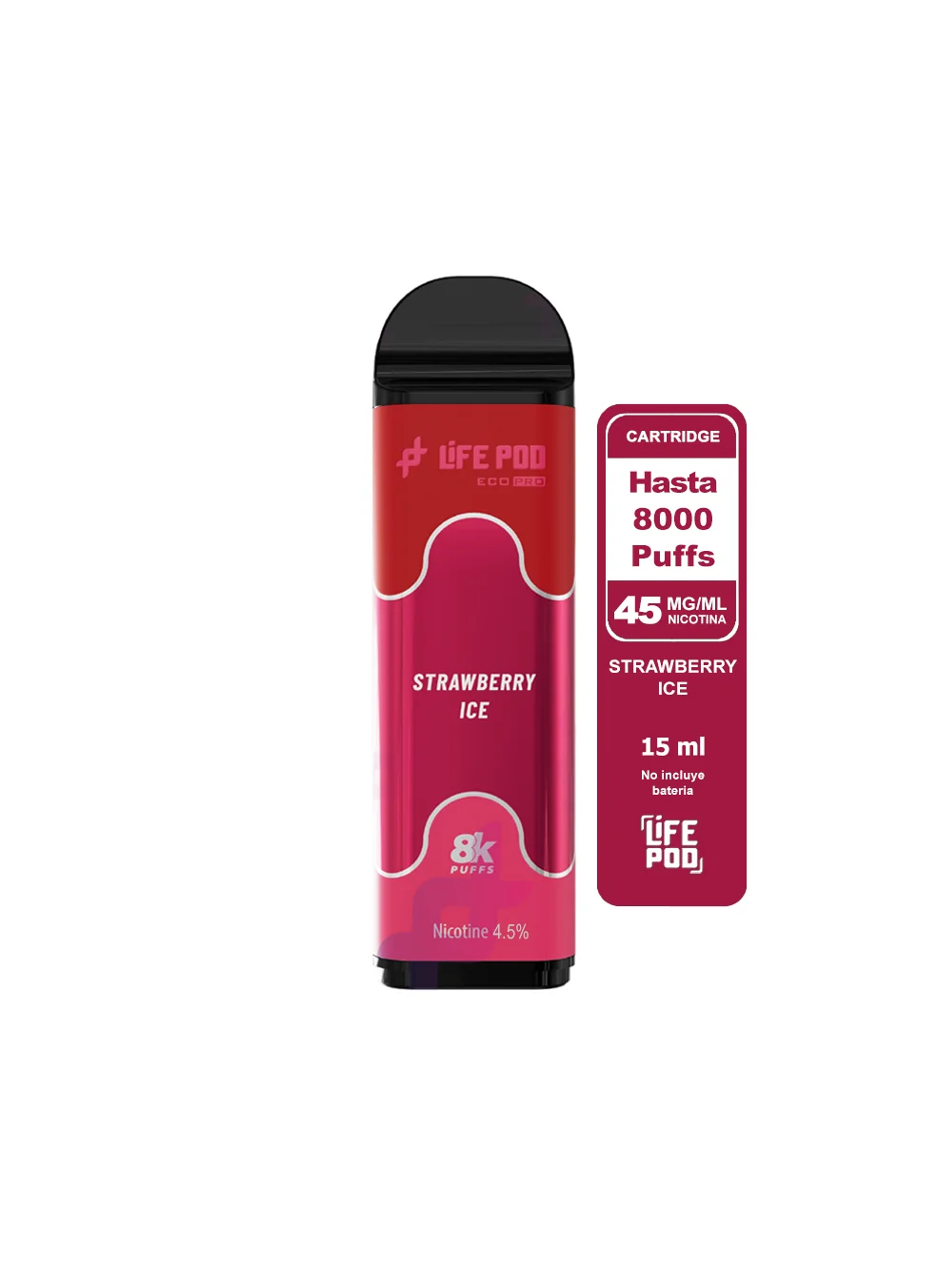 Recarga 8000 Puff Strawberry Ice 4.5%-Life Pod 1