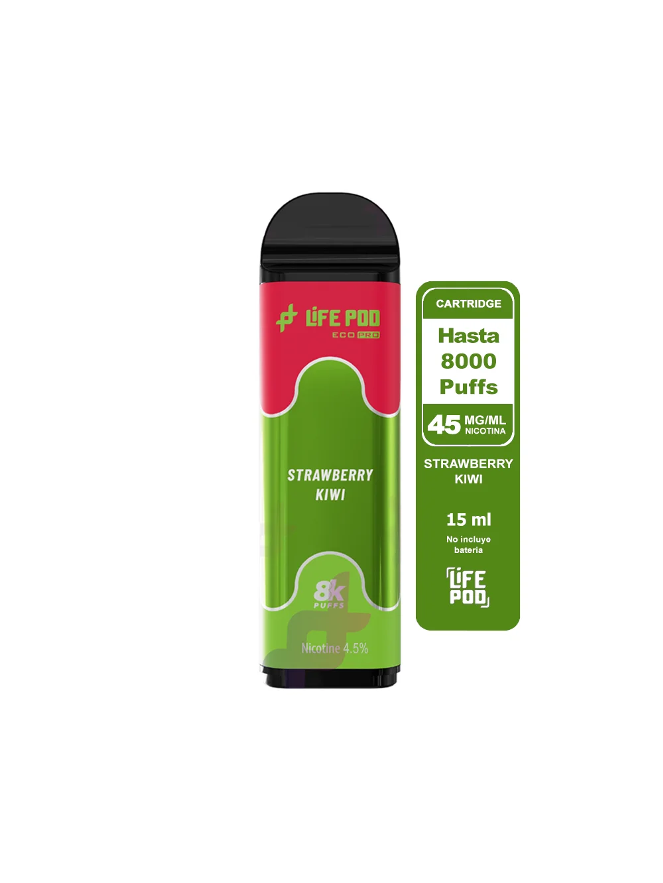 Recarga 8000 Puff Strawberry Kiwi 4.5%-Life Pod 1