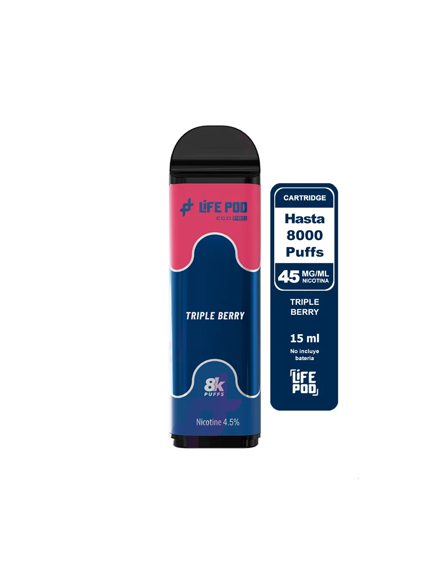 Recarga 8000 Puff Triple Berry 4.5%-Life Pod 1