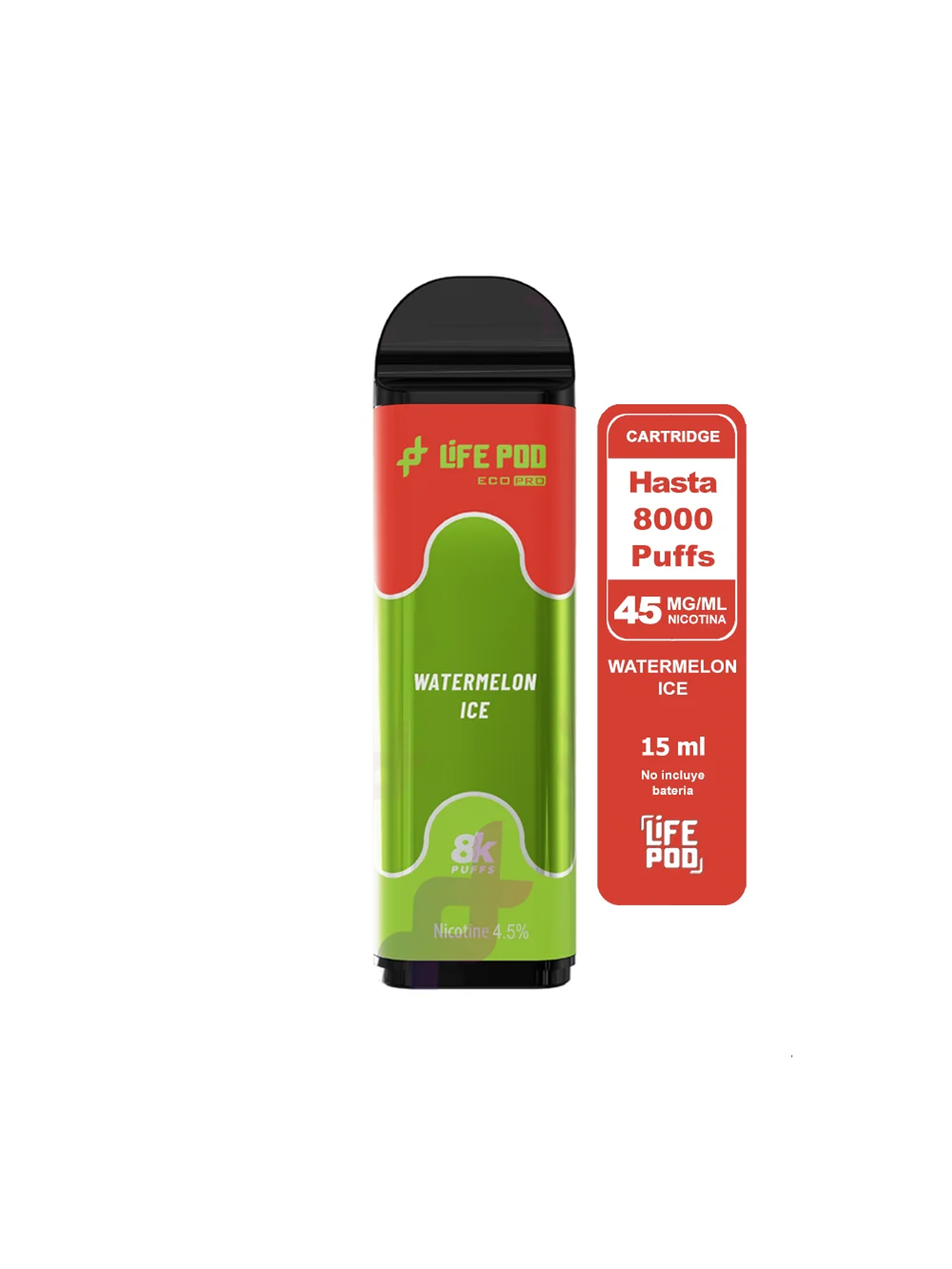 Recarga 8000 Puff Watermelon Ice 4.5%-Life Pod 1
