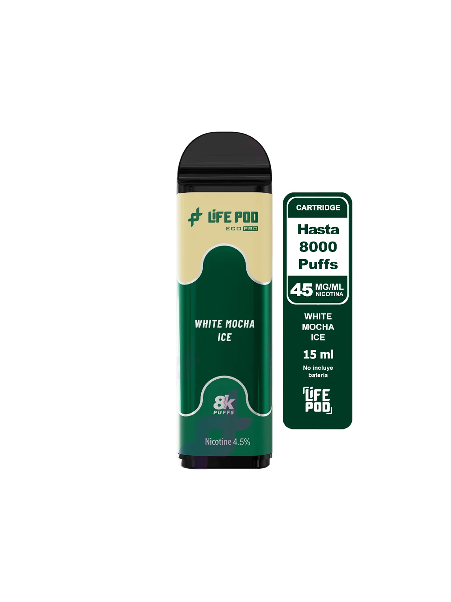Recarga 8000 Puff White Mocha Ice 4.5%-Life Pod 1