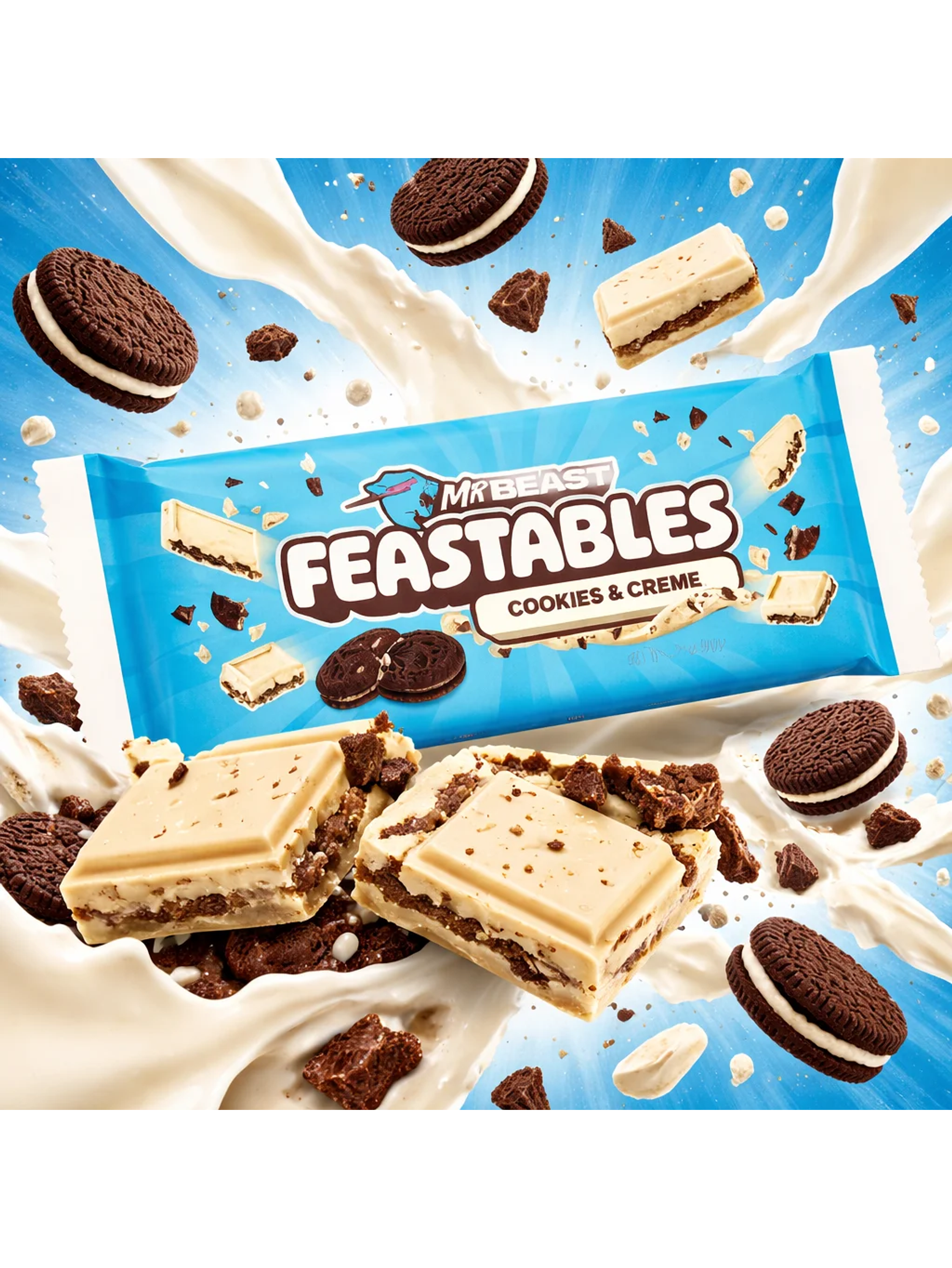 Chocolate Mr Beast Feastables Cookies & Cream 60G 2