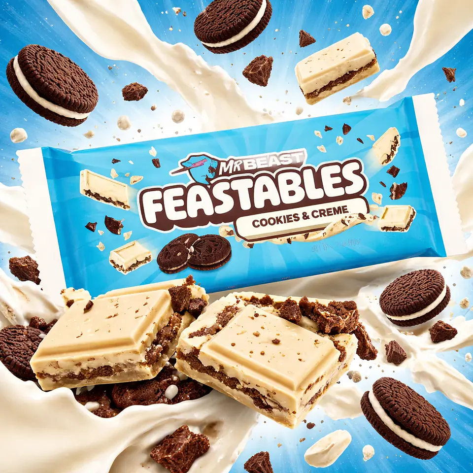 Chocolate Mr Beast Feastables Cookies & Cream 60G 2