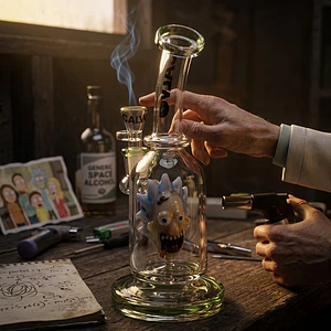 Bong Pyrex Rick & Morty Rig Rick Sanchez Perc 24cm- Calvo Glass