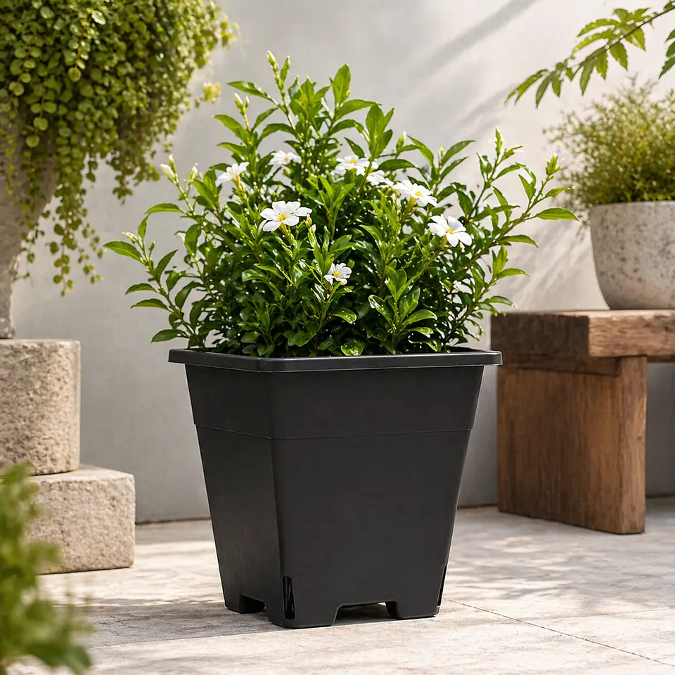 Maceta Cuadrada Negra Kasvi – Plástica para Cultivo Indoor y Outdoor (2 a 11 L) 14