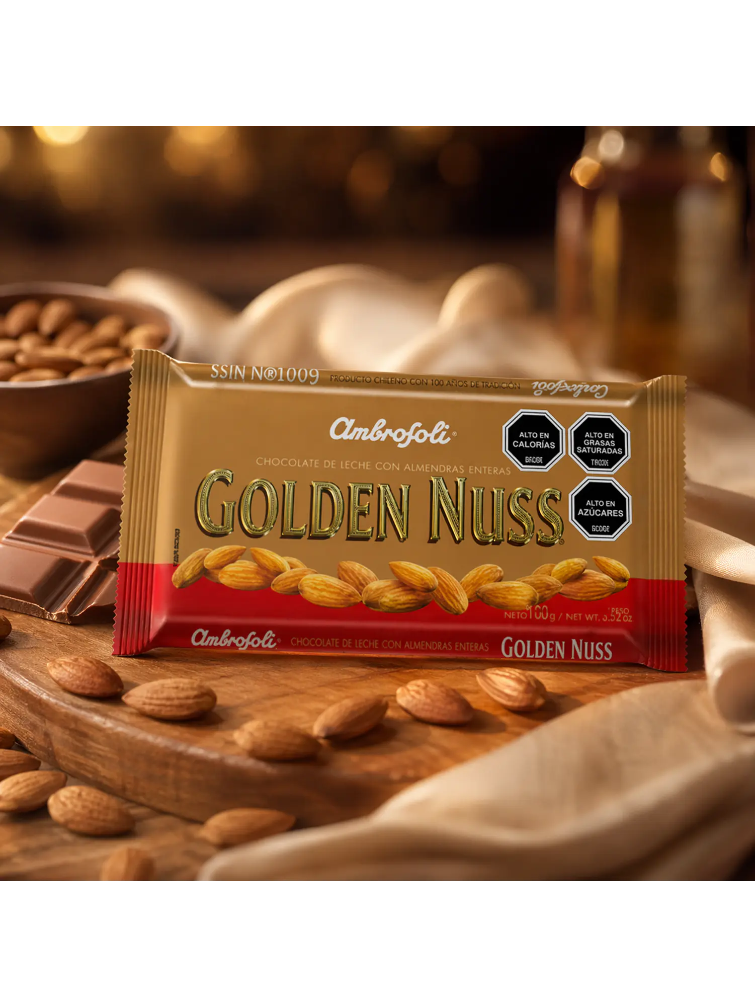 Chocolate con Almendrás Golden Nuss 100gr-Ambrosoli 2