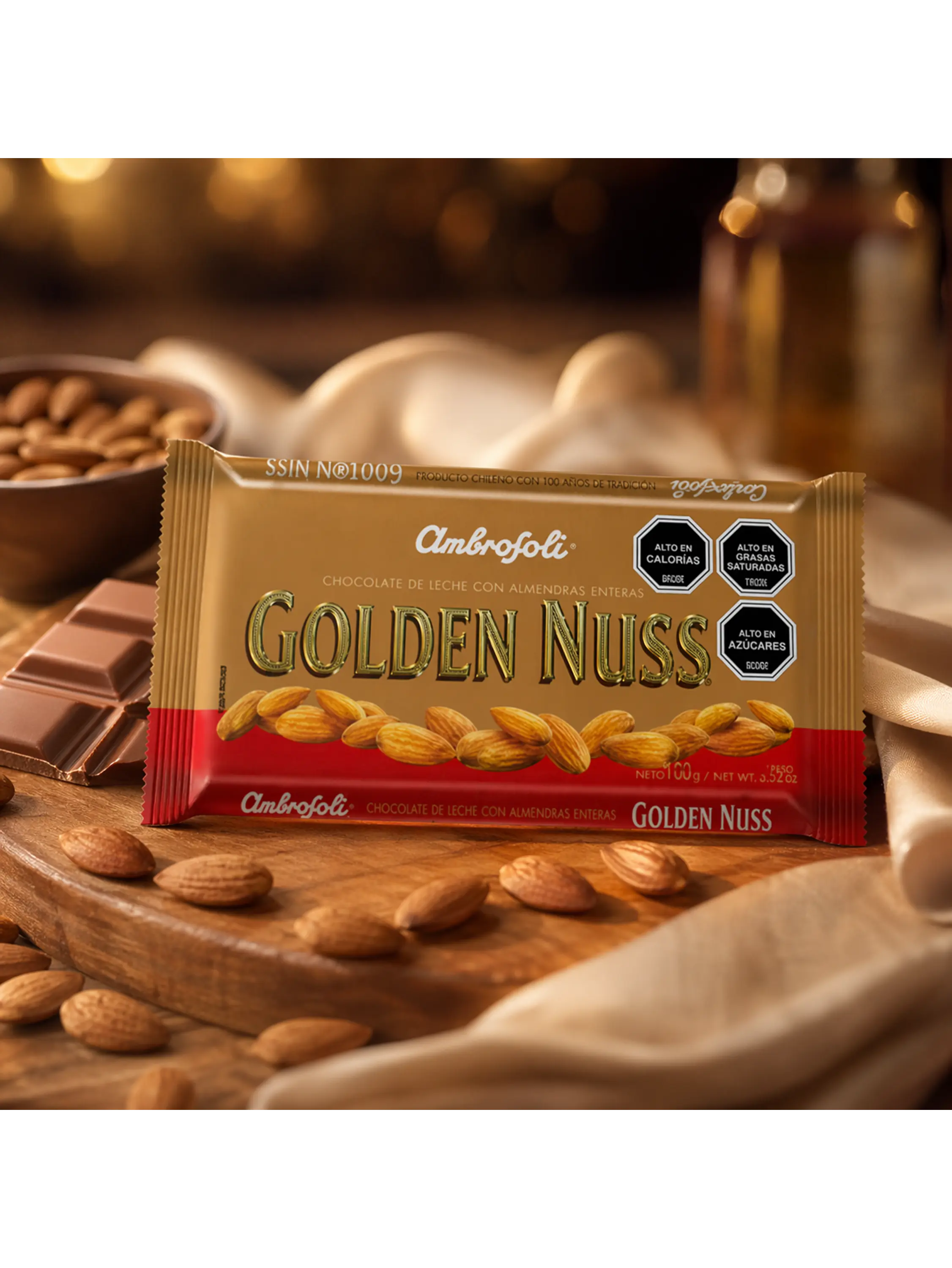 Chocolate con Almendrás Golden Nuss 100gr-Ambrosoli 2