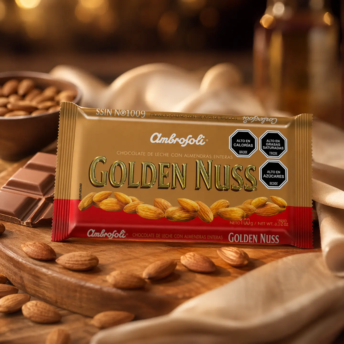 Chocolate con Almendrás Golden Nuss 100gr-Ambrosoli 2