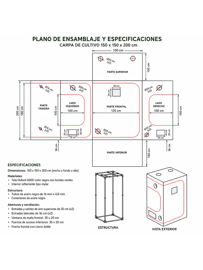 CARPA CROPBOX 150X150X200-KASVI 5