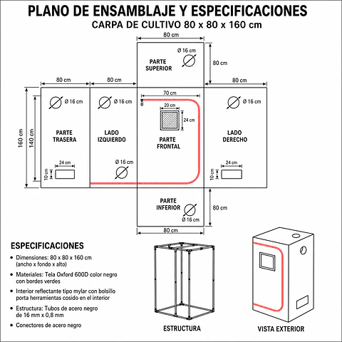 CARPA CROPBOX 80X80X160-KASVI
